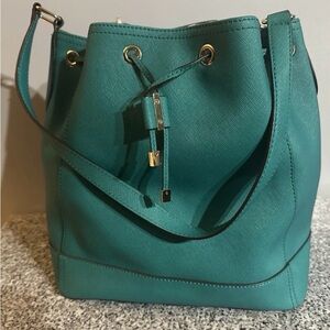 Calvin Klein Teal Shoulder Bucket Bag